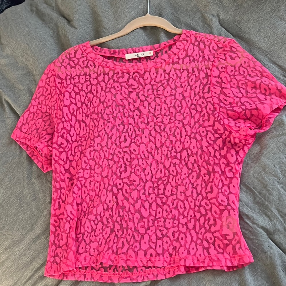 Le Lis pink see through Cheetah crop top